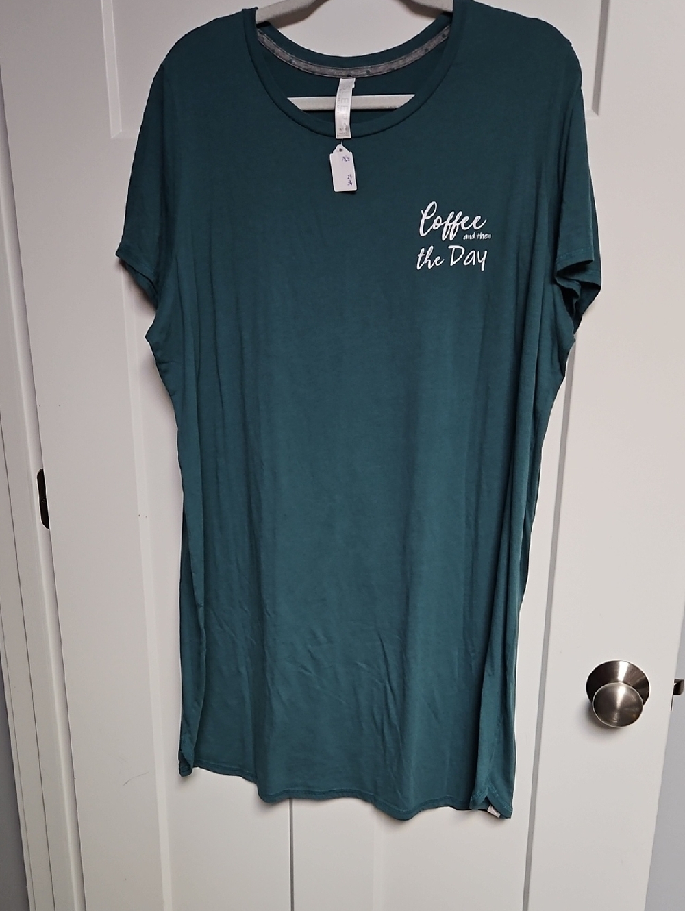 Cacique Teal 'Coffee of the Day' Short Sleeve Tee - Picture 1 of 3